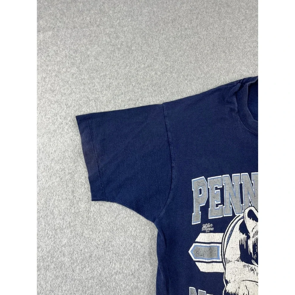 Vintage Penn State Nittany Lions Shirt Mens L Blue 1990s Made USA Short Sleeve